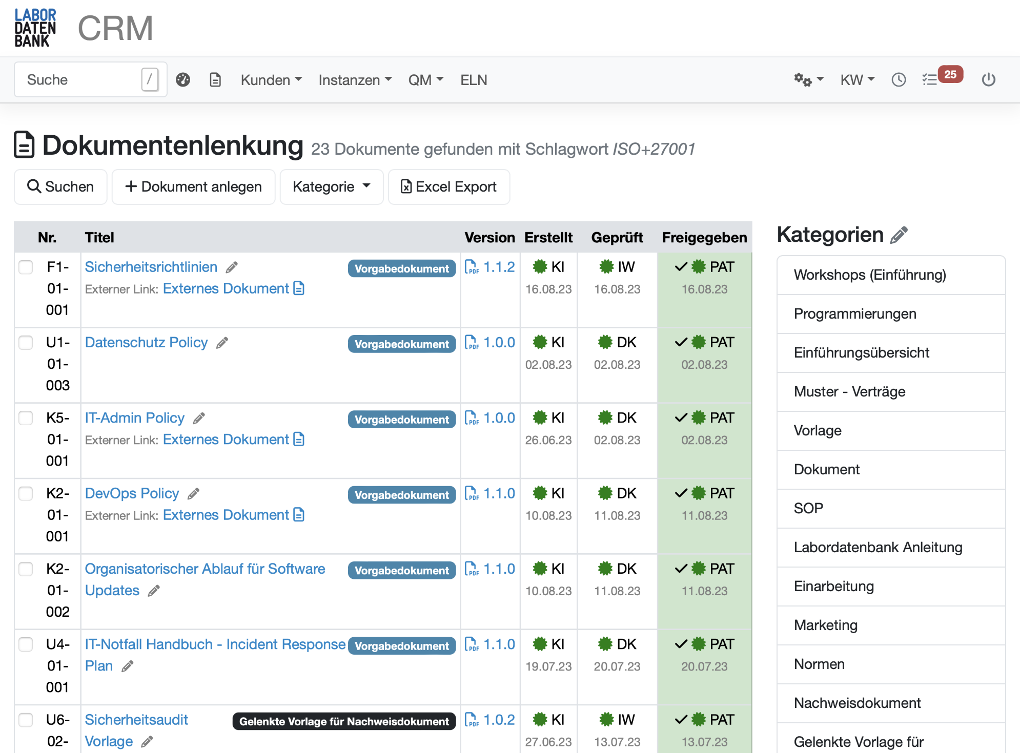 Dokumentenlenkung & Dokumentenmanagement im Labordatenbank LIMS