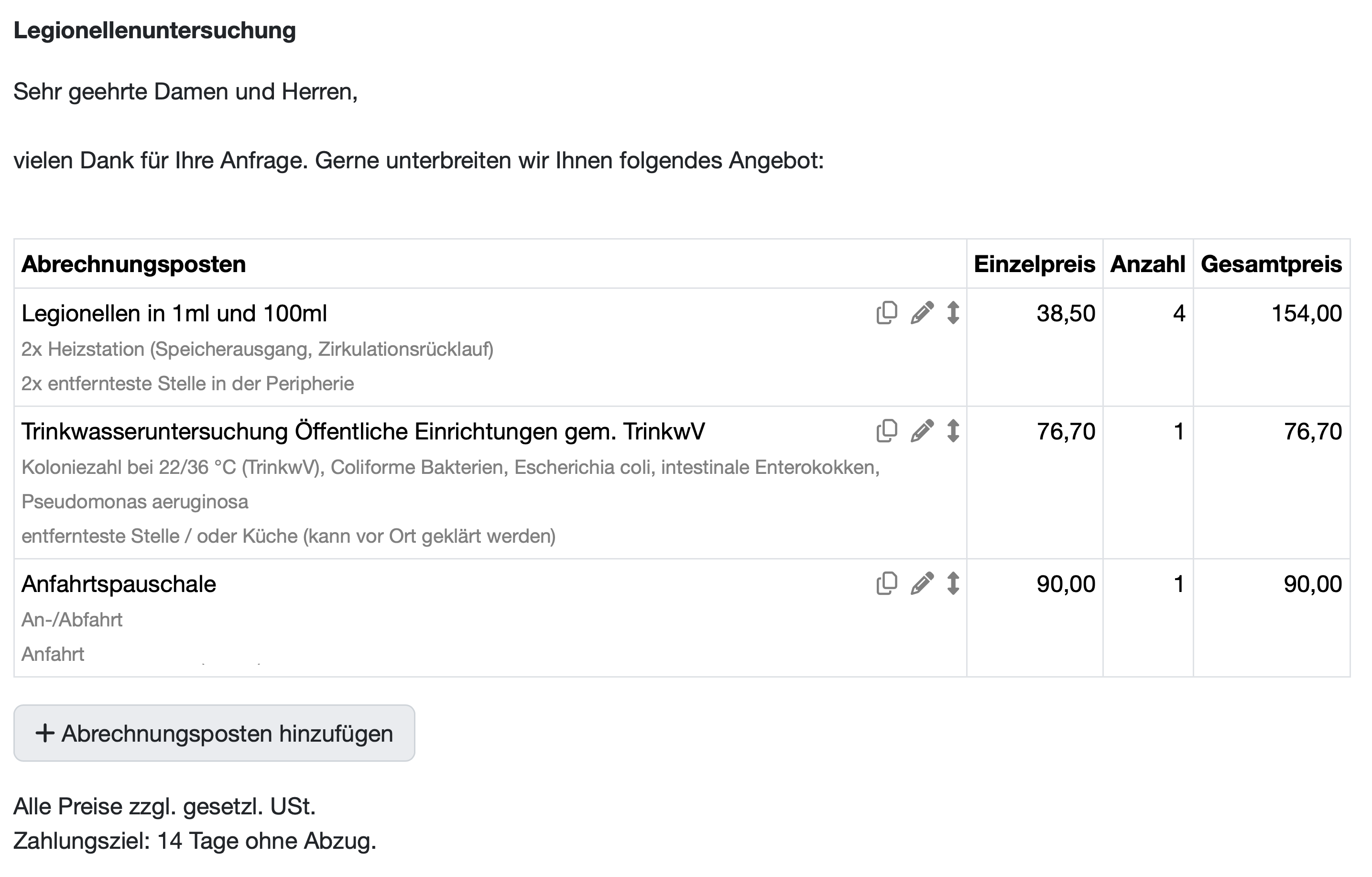 Angebote im Labordatenbank LIMS erstellen
