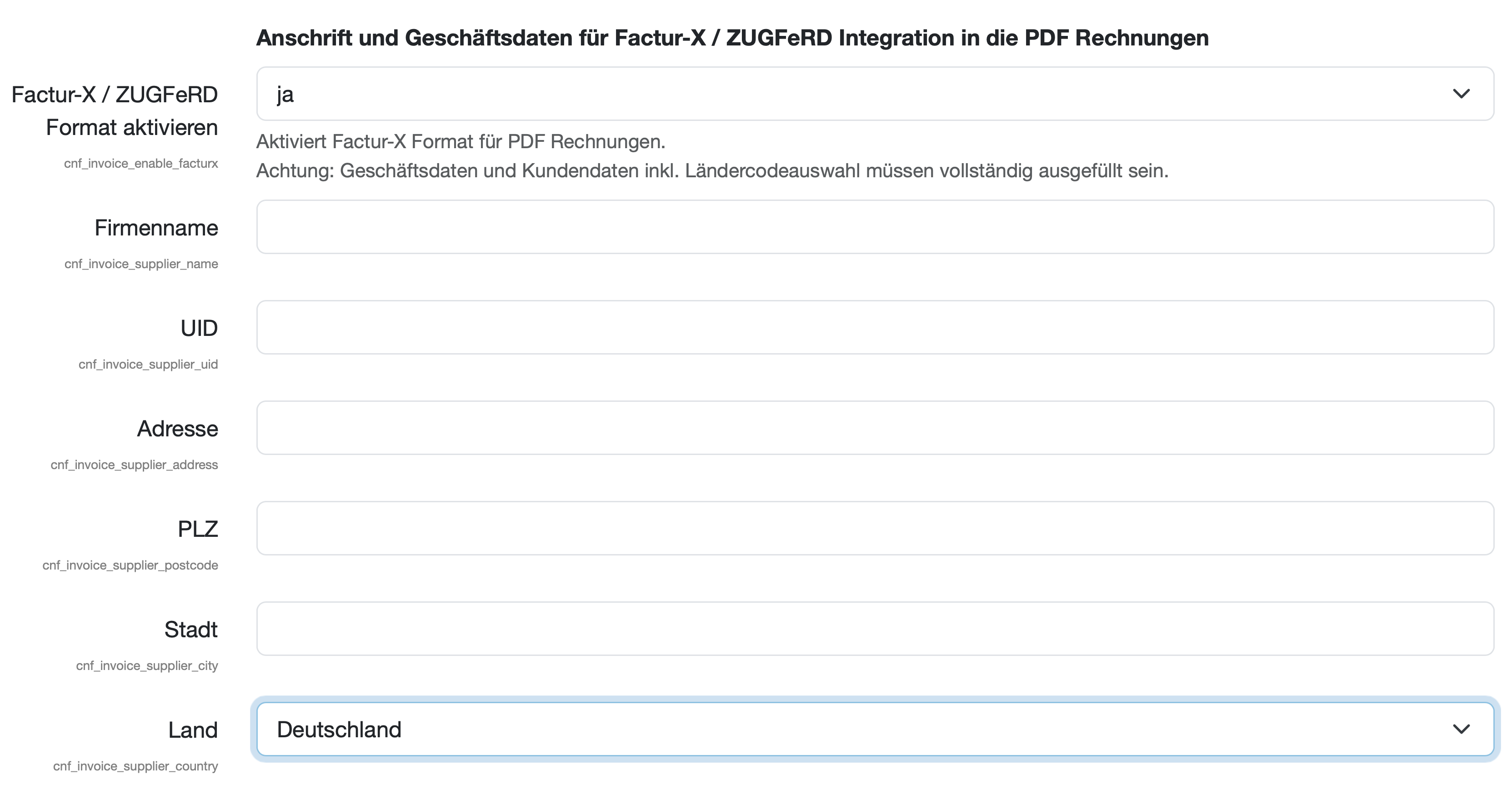 E-Rechnungen mit ZUGFerd