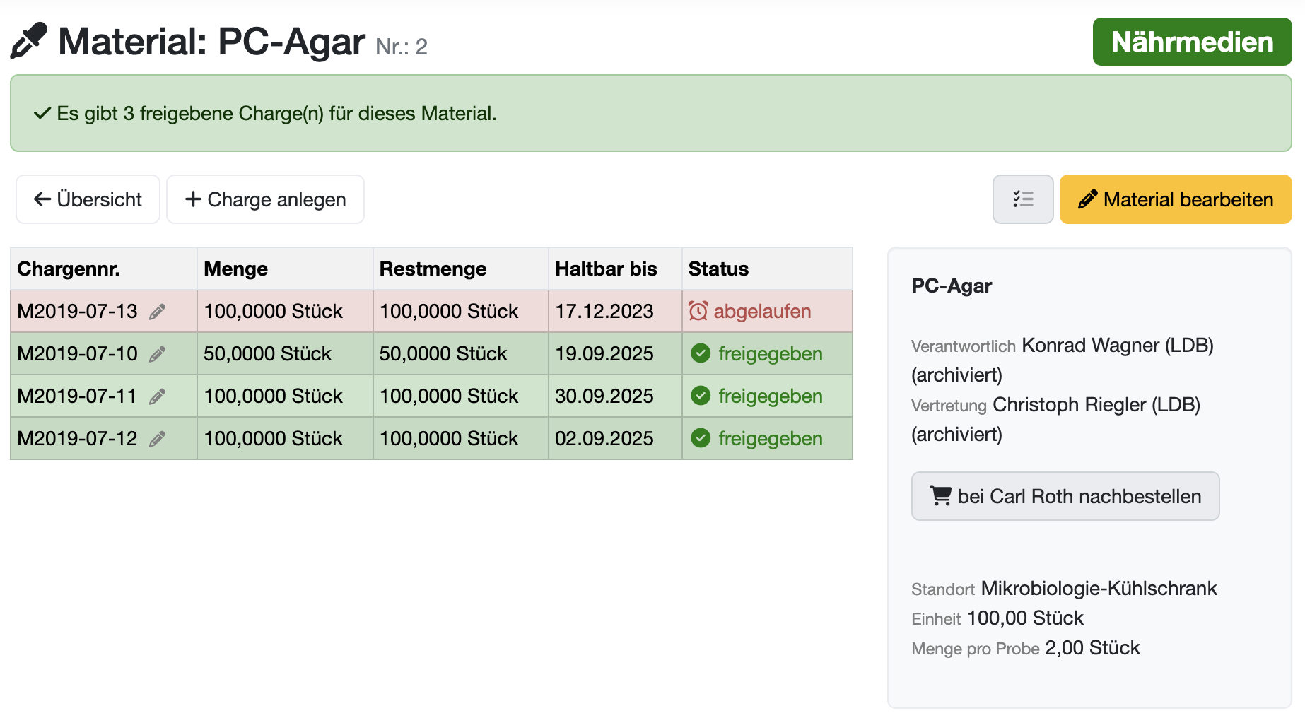Neuausfertigung eines Prüfberichts mit automativer Versionierung im LIMS