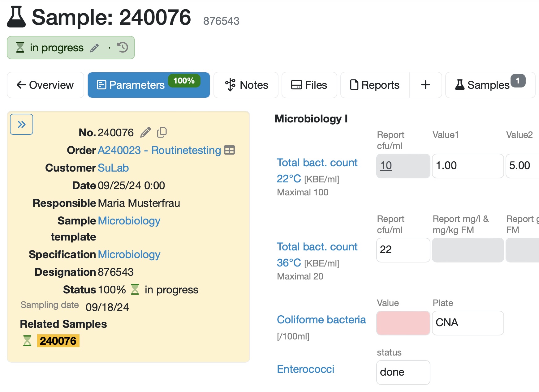 Probenverwaltung im LIMS