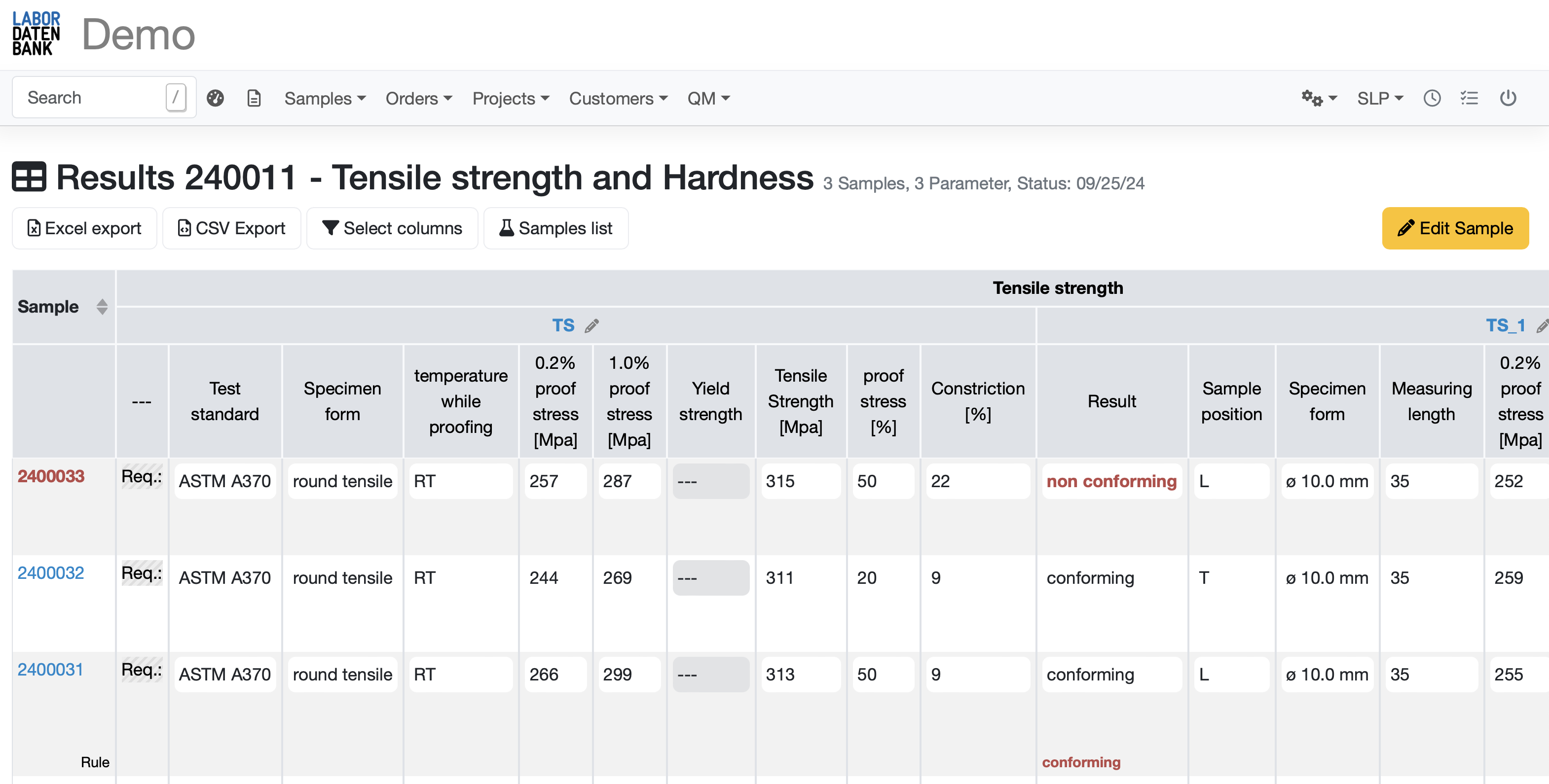 LIMS Ergebnisse und Messwerte eintragen
