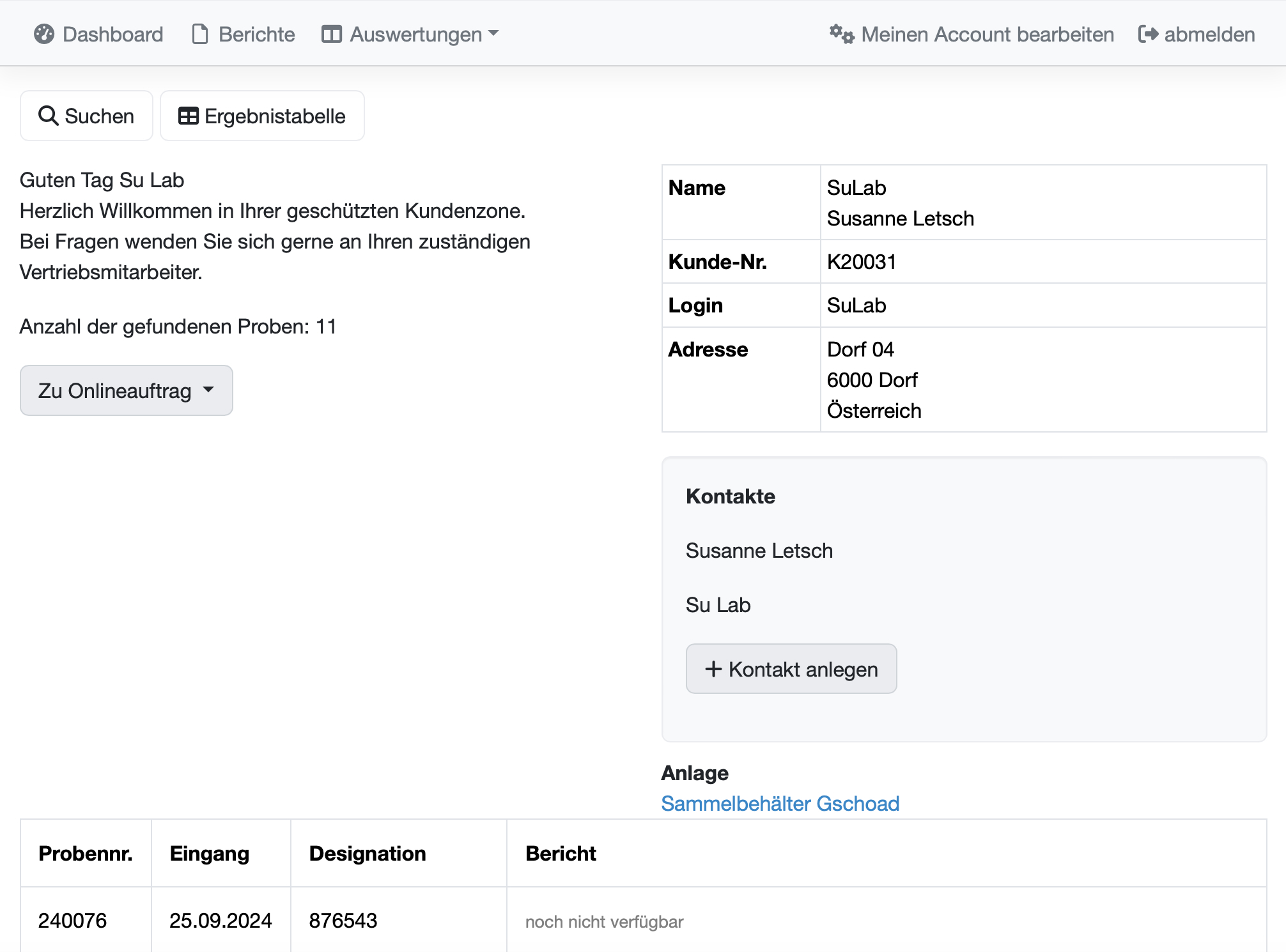 Labor-Berichte mit Verlauf und Diagrammen