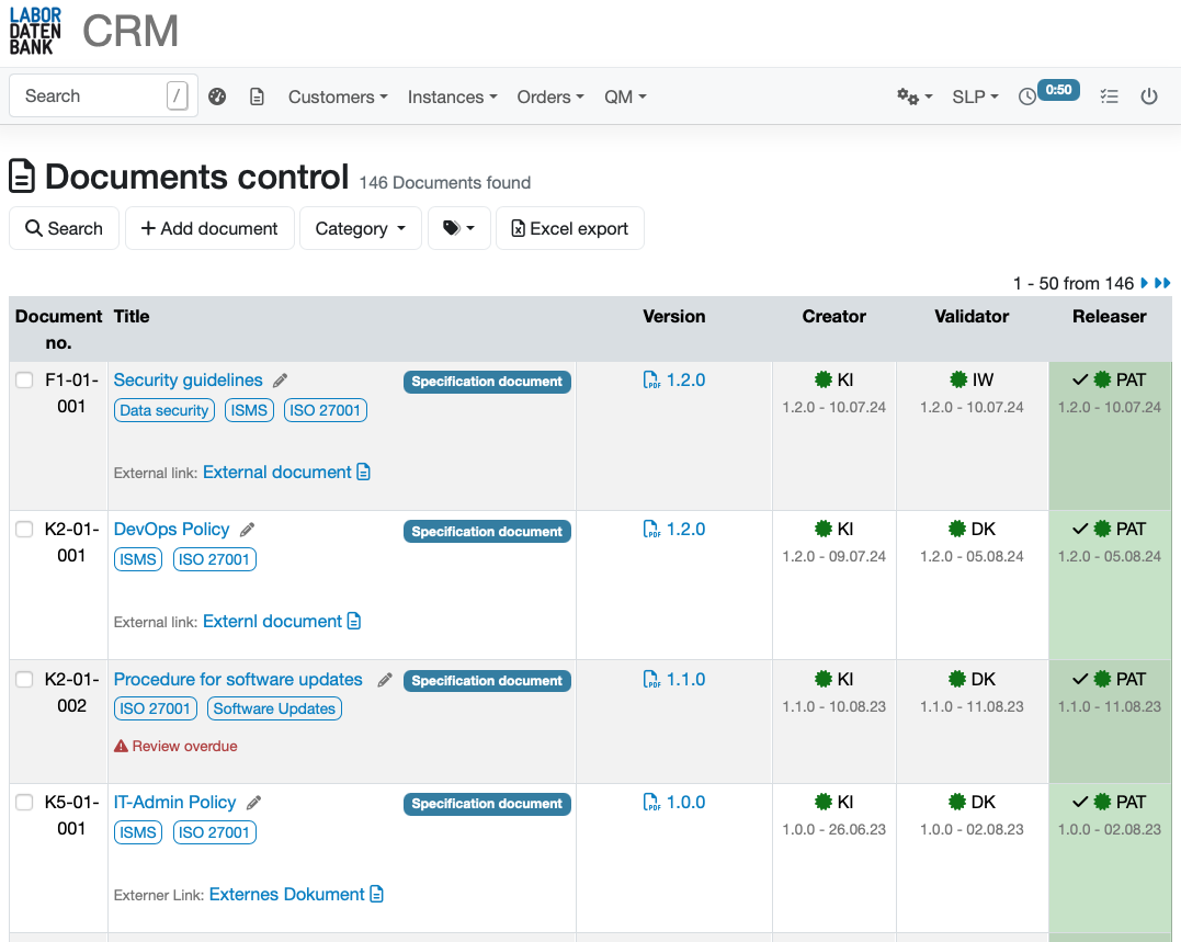 Dokumentenlenkung & Dokumentenmanagement im Labordatenbank LIMS