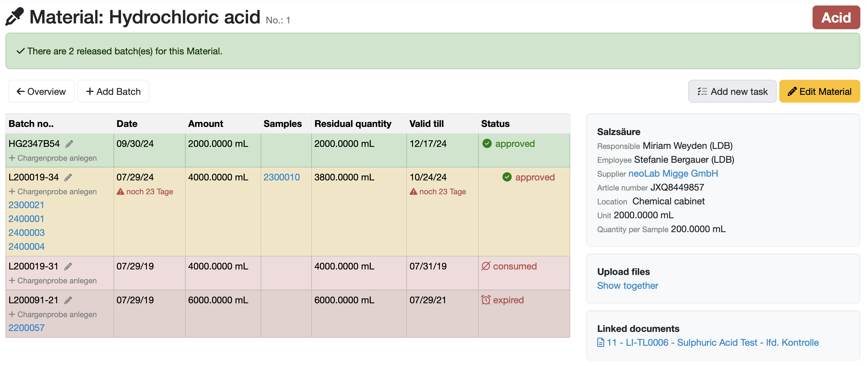 Neuausfertigung eines Prüfberichts mit automativer Versionierung im LIMS