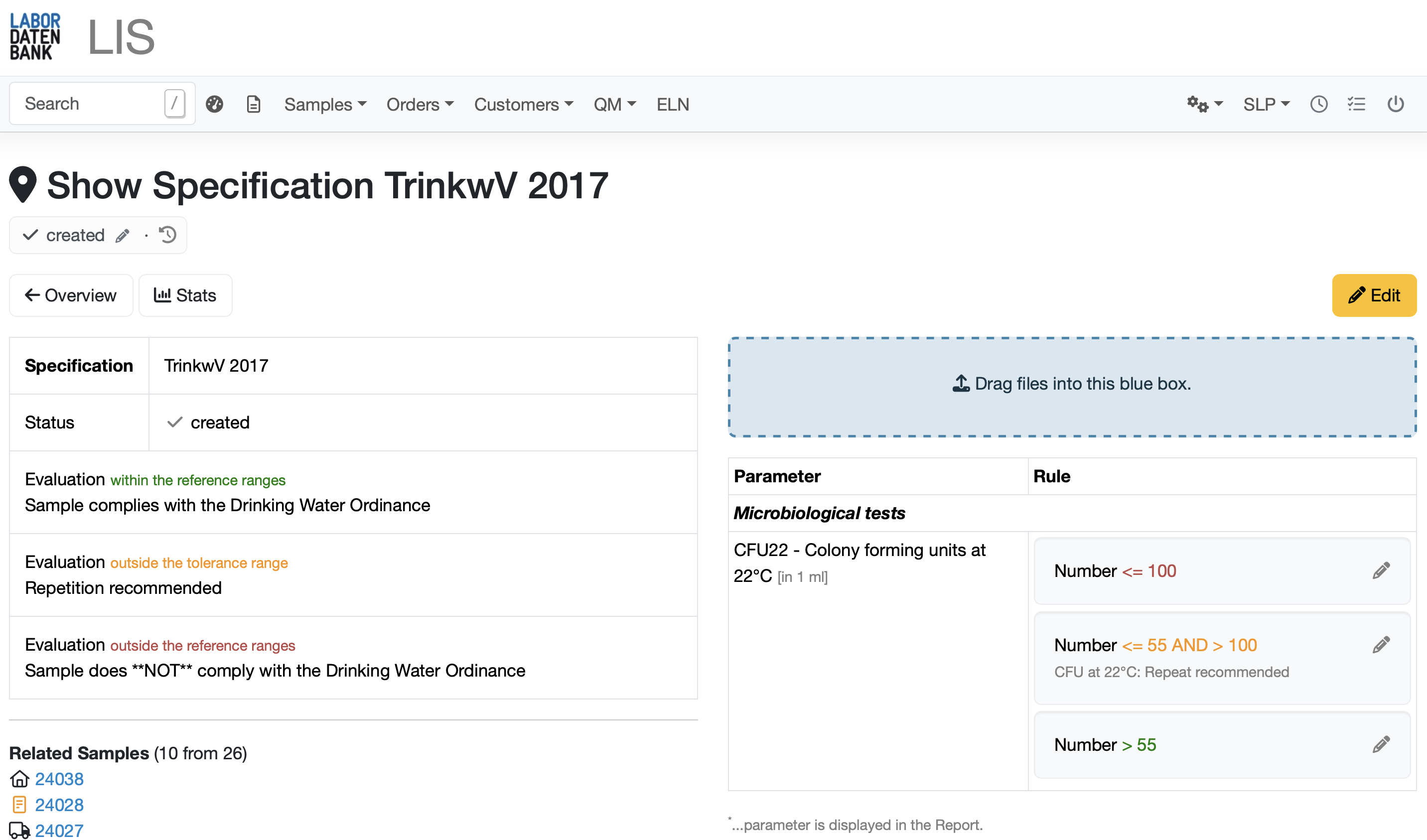 Verwaltung von DGHM Regelwerken im Labordatenbank LIMS
