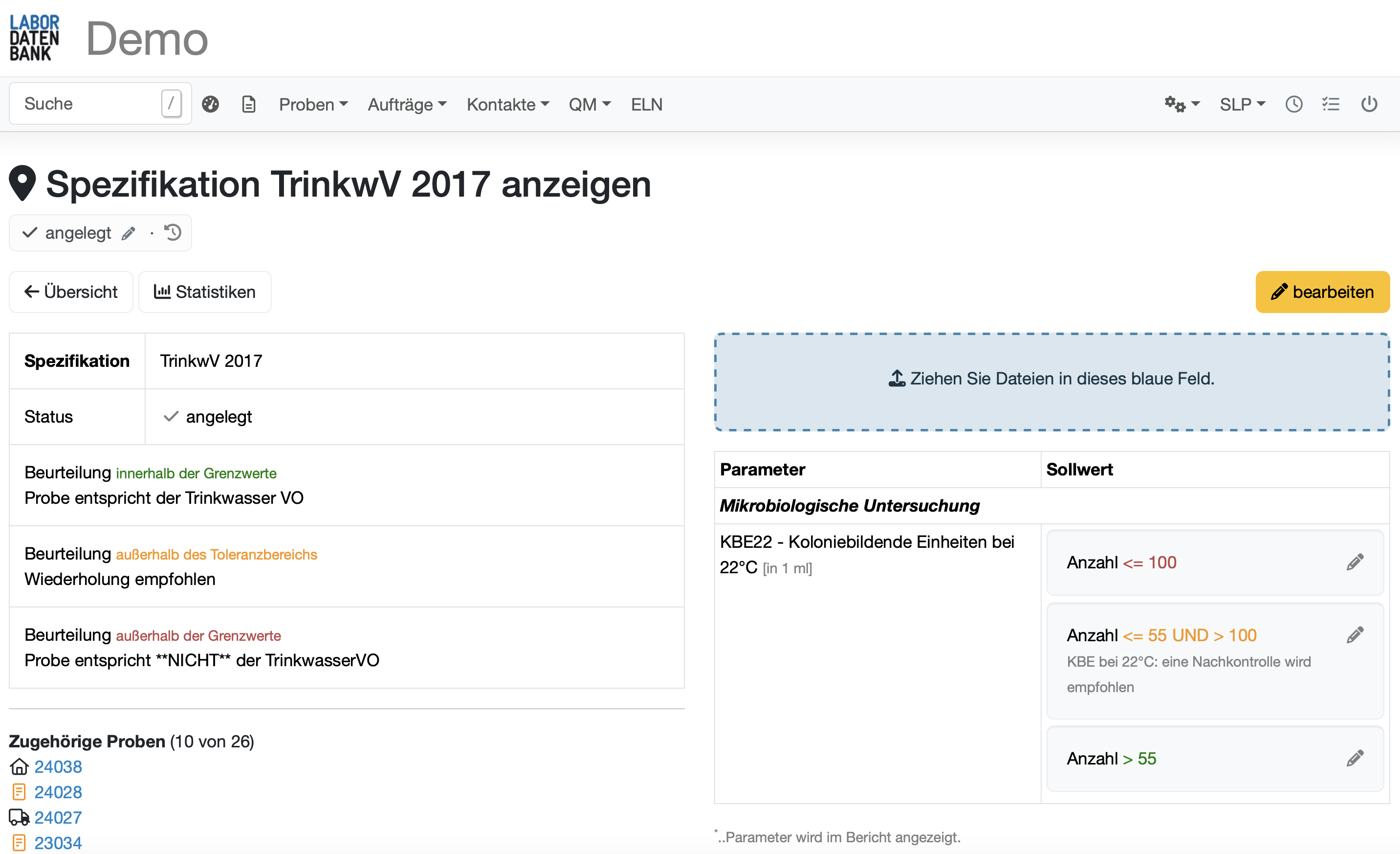 Verwaltung von DGHM Regelwerken im Labordatenbank LIMS