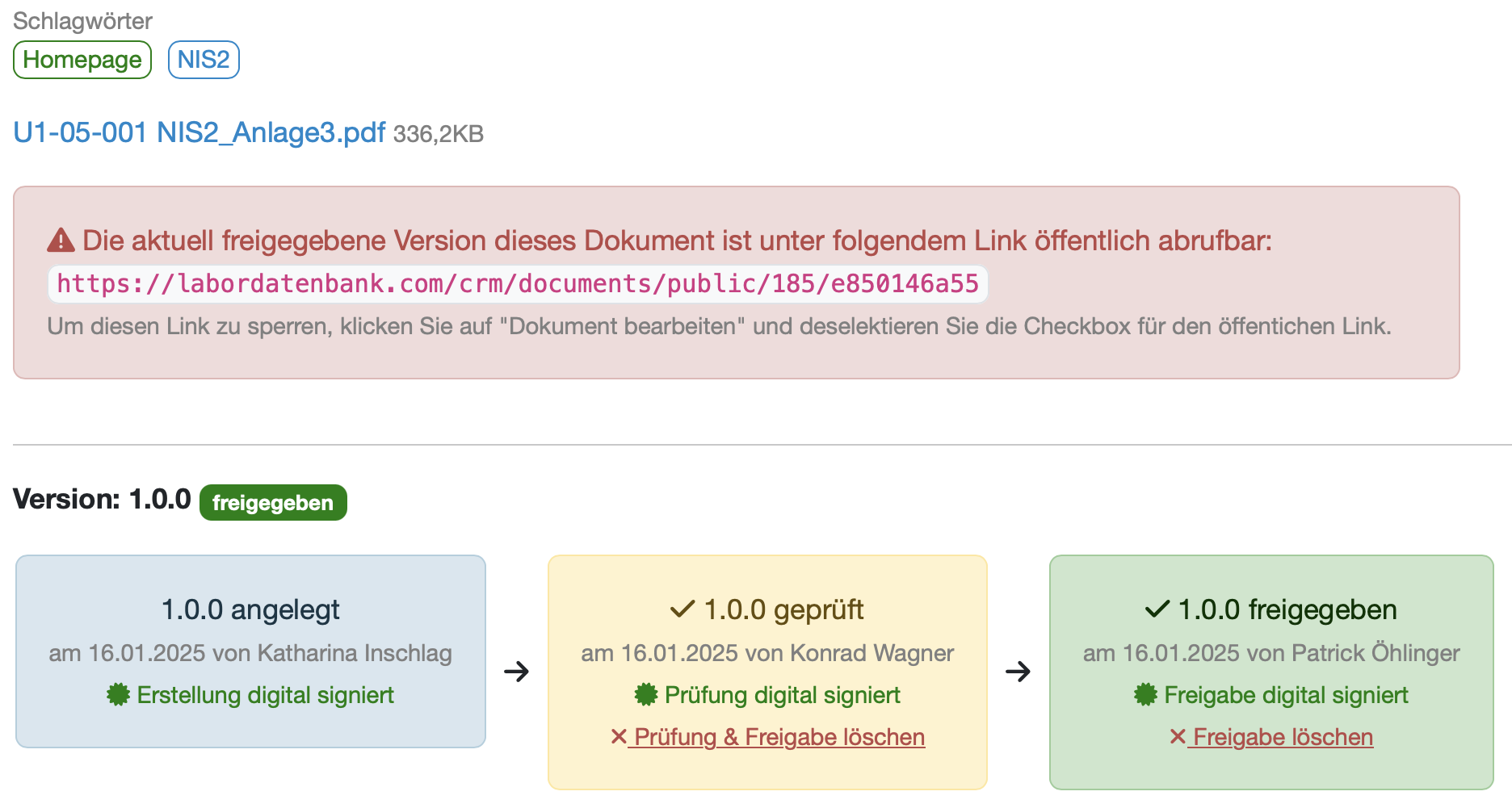 LIMS Dokumentenmanagement online